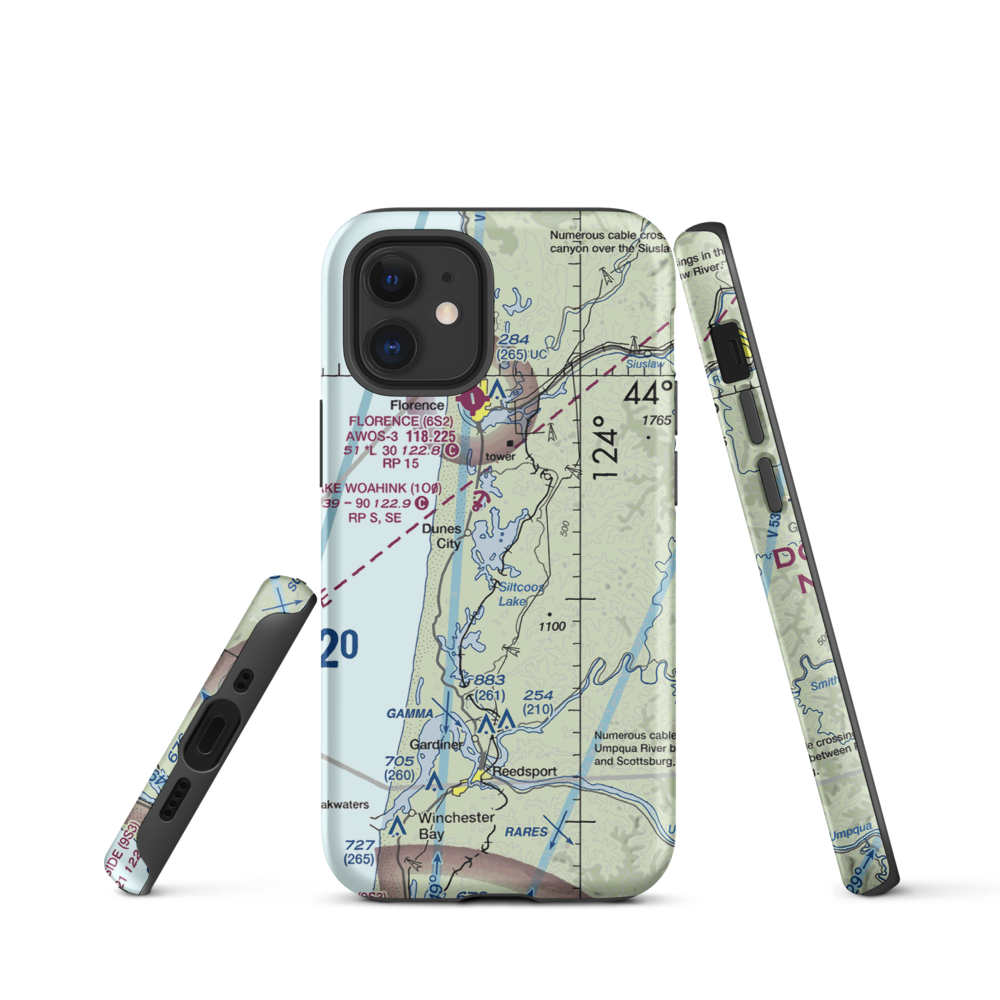 Siltcoos Lake Seaplane Base (5J2) VFR Sectional  Tough iPhone Case iPhone 12 mini model shown