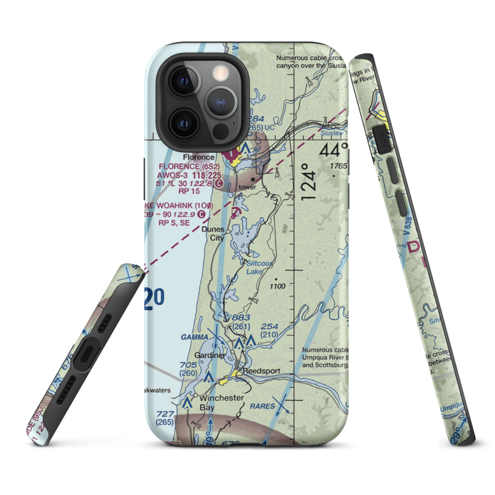 Siltcoos Lake Seaplane Base (5J2) VFR Sectional  Tough iPhone Case iPhone 12 Pro Max model shown