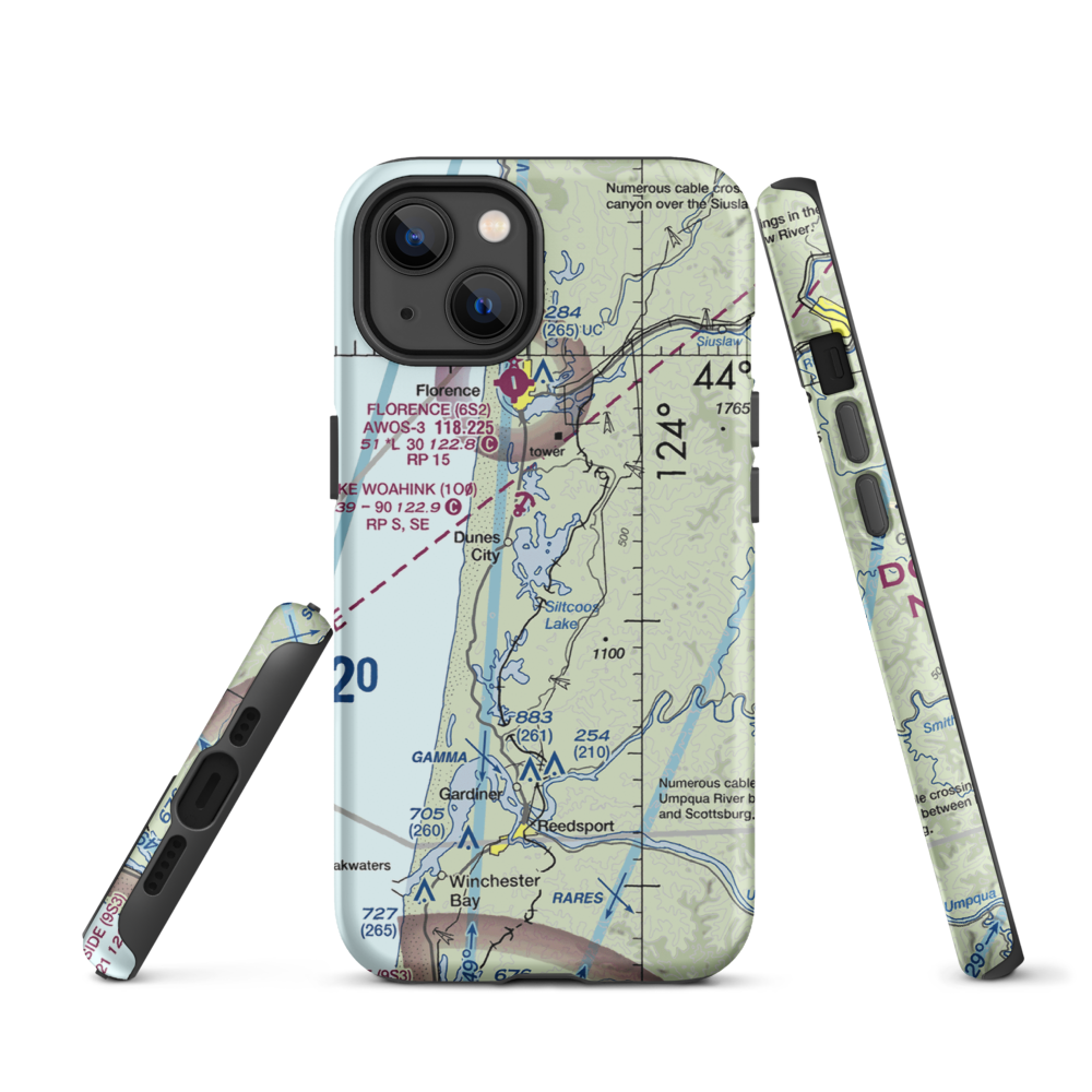 Siltcoos Lake Seaplane Base (5J2) VFR Sectional  Tough iPhone Case iPhone 13 model shown