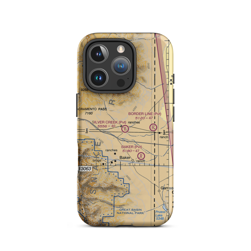 Silver Creek Airport (06NV) VFR Sectional  Tough iPhone Case iPhone 16 Pro model shown