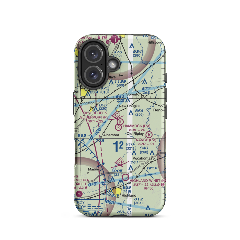 Silver Creek Gliderport (3IL1) VFR Sectional  Tough iPhone Case iPhone 16 model shown