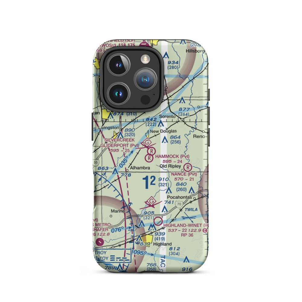 Silver Creek Gliderport (3IL1) VFR Sectional  Tough iPhone Case iPhone 16 Pro model shown