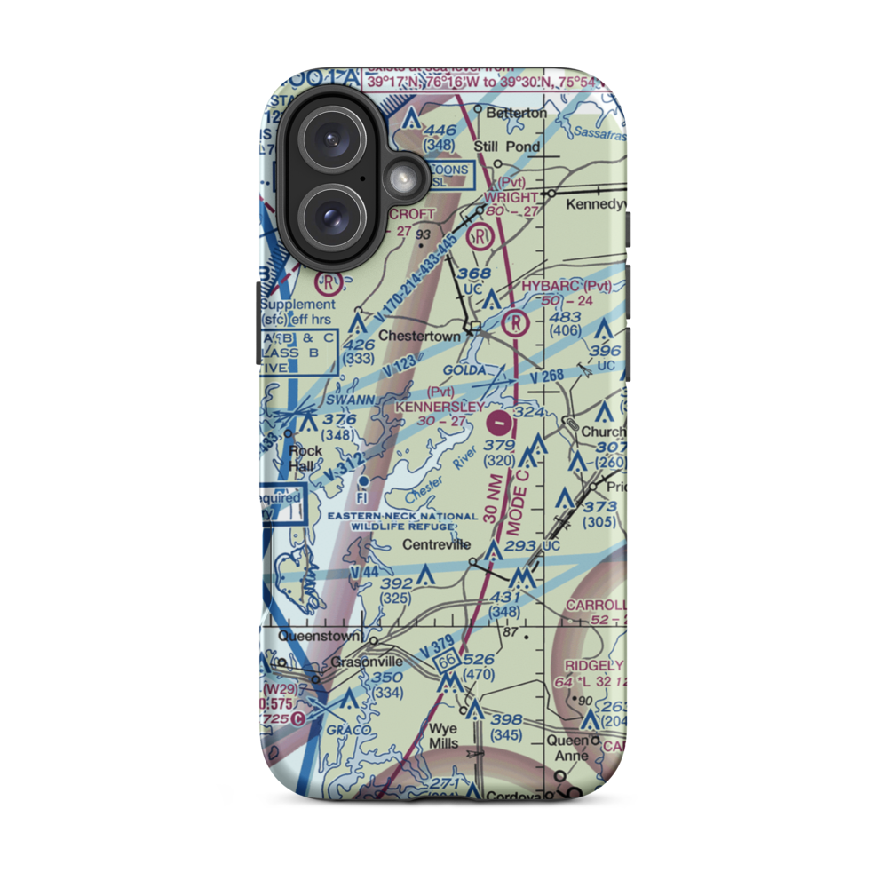 Silver Hill Airport (MD59) VFR Sectional  Tough iPhone Case iPhone 16 Plus model shown