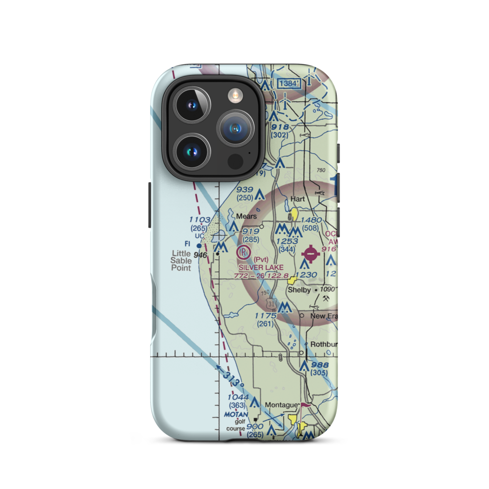 Silver Lake Airport (MI71) VFR Sectional  Tough iPhone Case iPhone 16 Pro model shown
