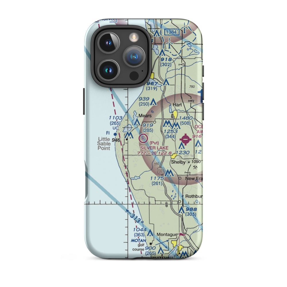 Silver Lake Airport (MI71) VFR Sectional  Tough iPhone Case iPhone 16 Pro Max model shown