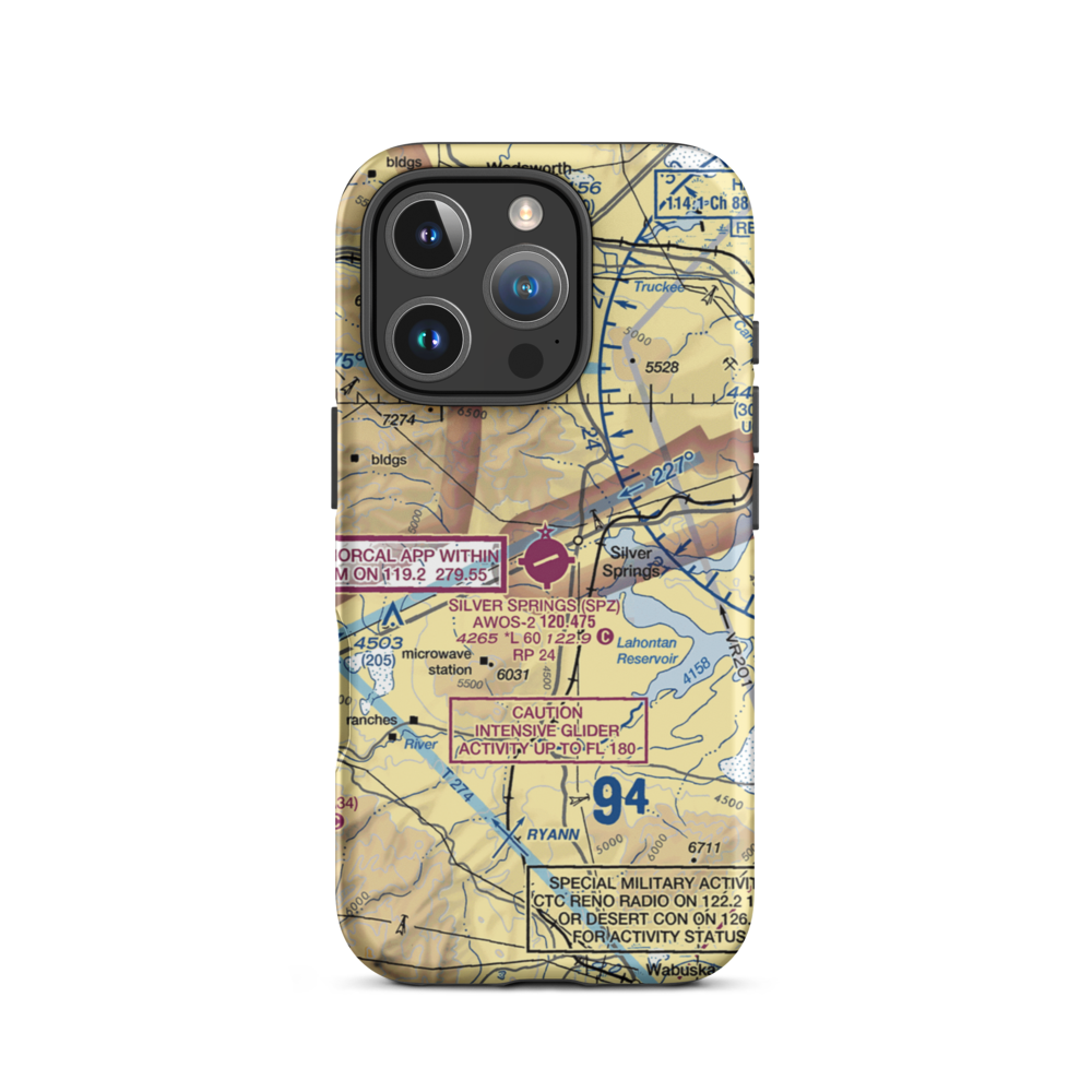 Silver Springs Airport (SPZ) VFR Sectional  Tough iPhone Case iPhone 16 Pro model shown