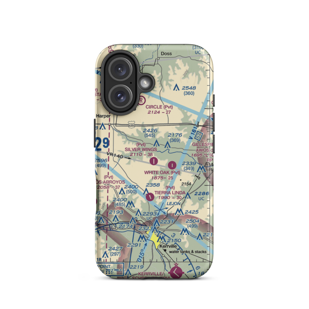 Silver Wings Airport (TS36) VFR Sectional  Tough iPhone Case iPhone 16 model shown