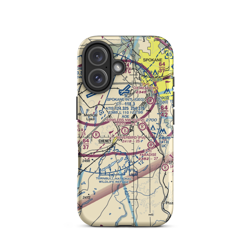 Silverbird Airport (WT04) VFR Sectional  Tough iPhone Case iPhone 16 model shown