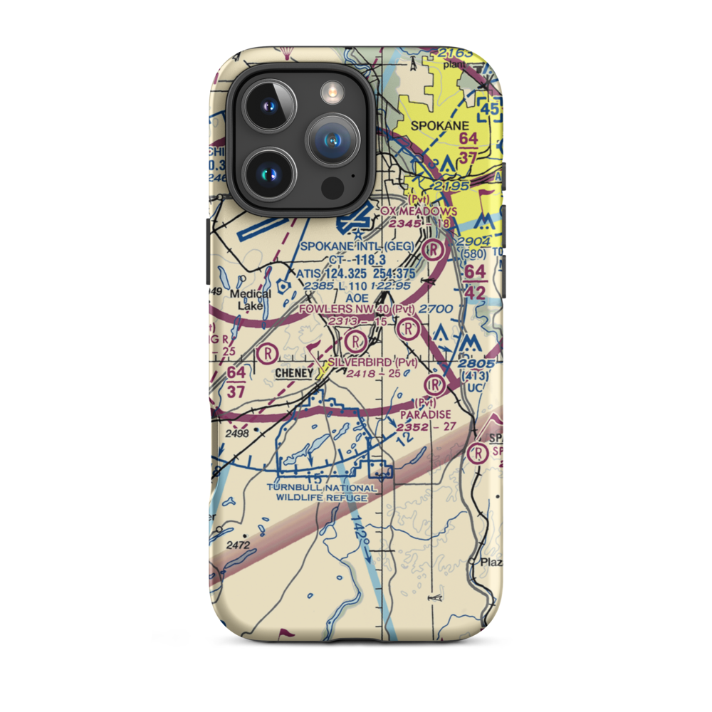 Silverbird Airport (WT04) VFR Sectional  Tough iPhone Case iPhone 16 Pro Max model shown