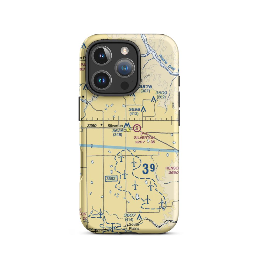 Silverton Municipal Airport (79XS) VFR Sectional  Tough iPhone Case iPhone 16 Pro model shown