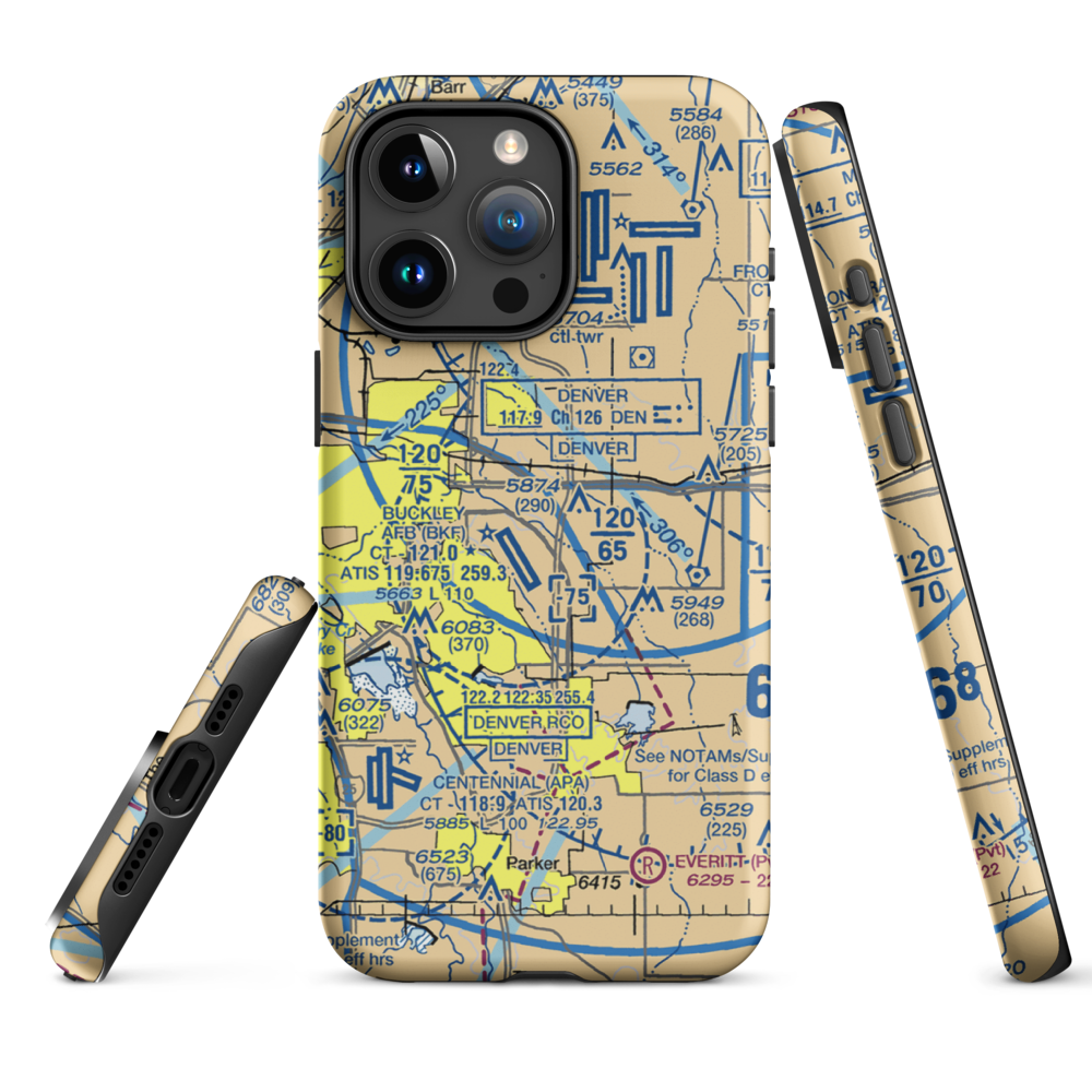 Simons Airport (34CO) VFR Sectional  Tough iPhone Case iPhone 15 Pro Max model shown