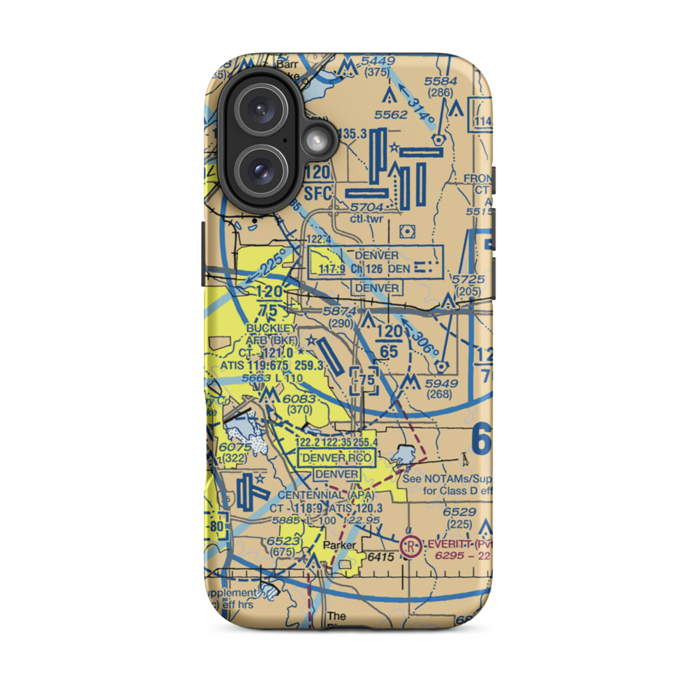 Simons Airport (34CO) VFR Sectional  Tough iPhone Case iPhone 16 Plus model shown