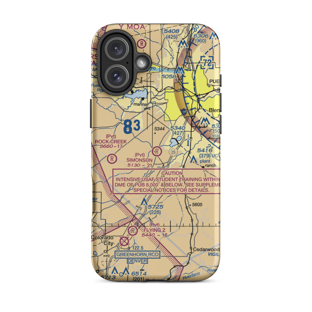 Simonson Field (80CO) VFR Sectional  Tough iPhone Case iPhone 16 Plus model shown