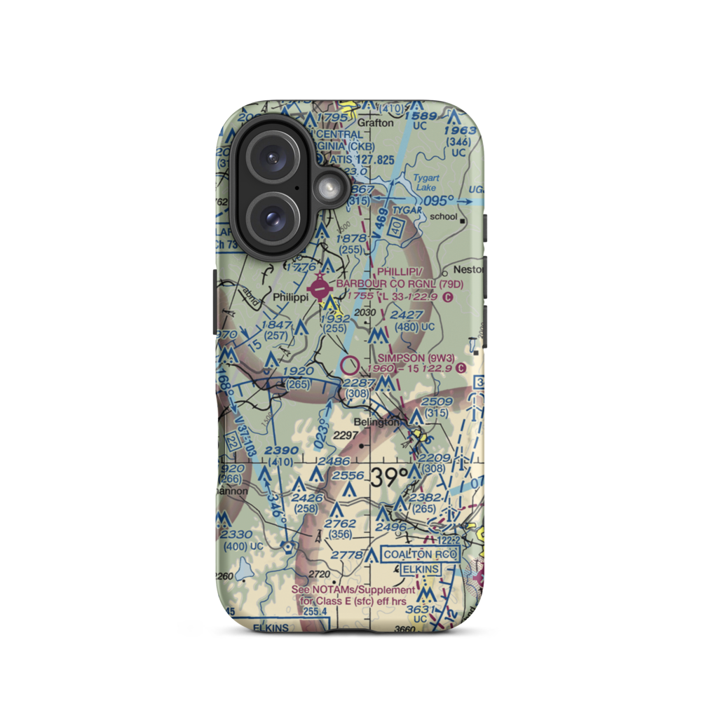 Simpson Airport (9W3) VFR Sectional  Tough iPhone Case iPhone 16 model shown