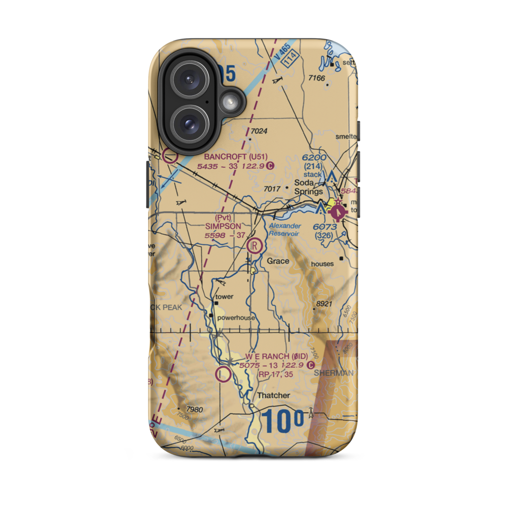Simpson Airport (ID62) VFR Sectional  Tough iPhone Case iPhone 16 Plus model shown