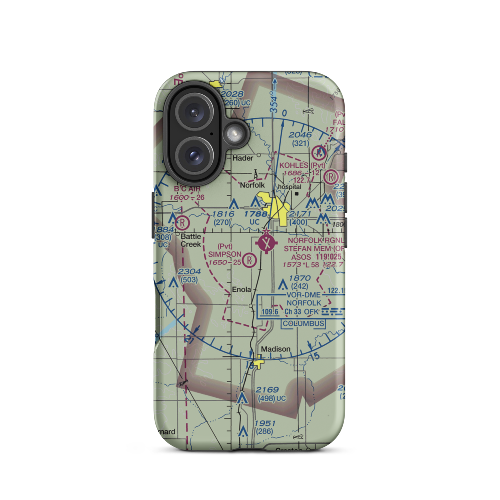Simpson Airport (NE09) VFR Sectional  Tough iPhone Case iPhone 16 model shown