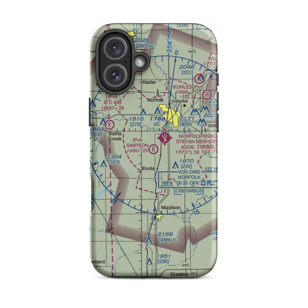 Simpson Airport (NE09) VFR Sectional  Tough iPhone Case iPhone 16 Plus model shown
