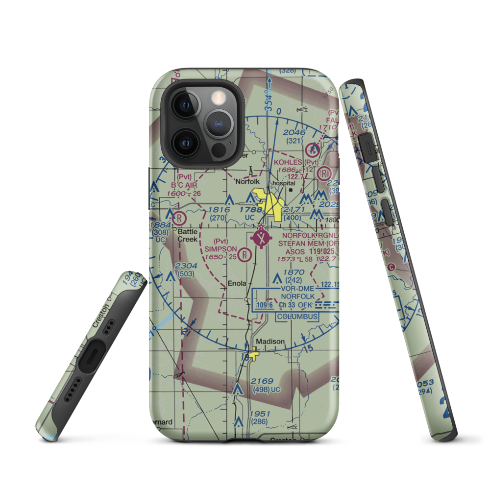 Simpson Airport (NE09) VFR Sectional  Tough iPhone Case iPhone 12 Pro model shown