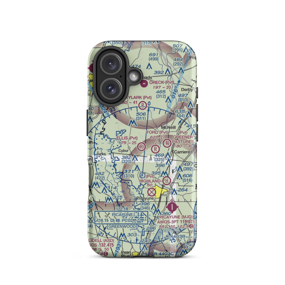 Simpson Field (MS61) VFR Sectional  Tough iPhone Case iPhone 16 model shown