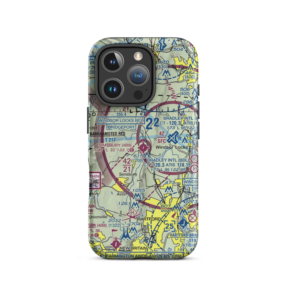 Simsbury Airport (4B9) VFR Sectional  Tough iPhone Case iPhone 16 Pro model shown