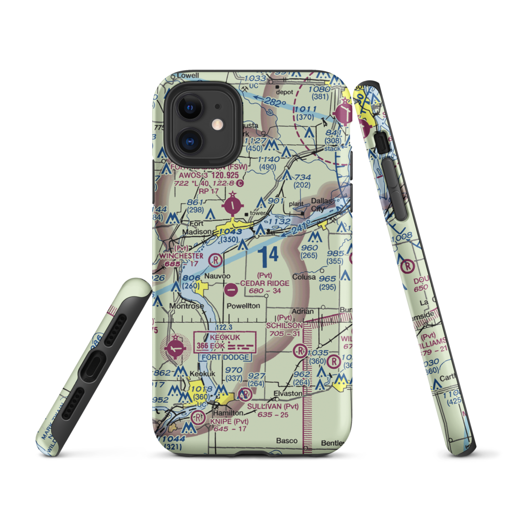 Sinele's Sunset Strip (69IS) VFR Sectional  Tough iPhone Case iPhone 11 model shown