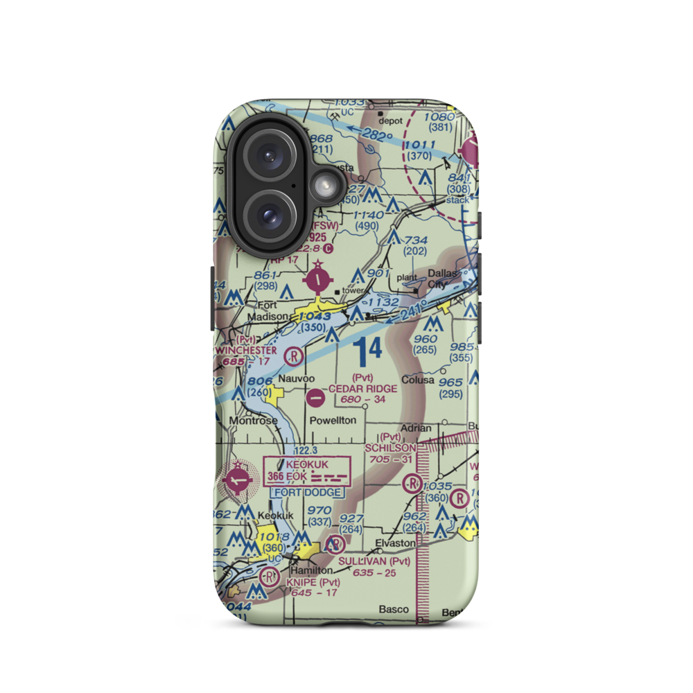 Sinele's Sunset Strip (69IS) VFR Sectional  Tough iPhone Case iPhone 16 model shown