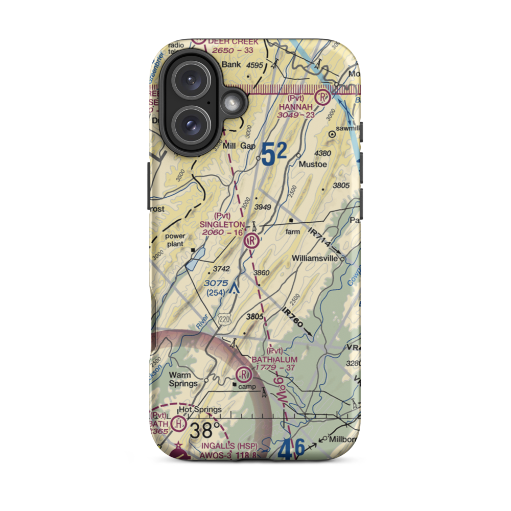 Singleton Airport (97VA) VFR Sectional  Tough iPhone Case iPhone 16 Plus model shown