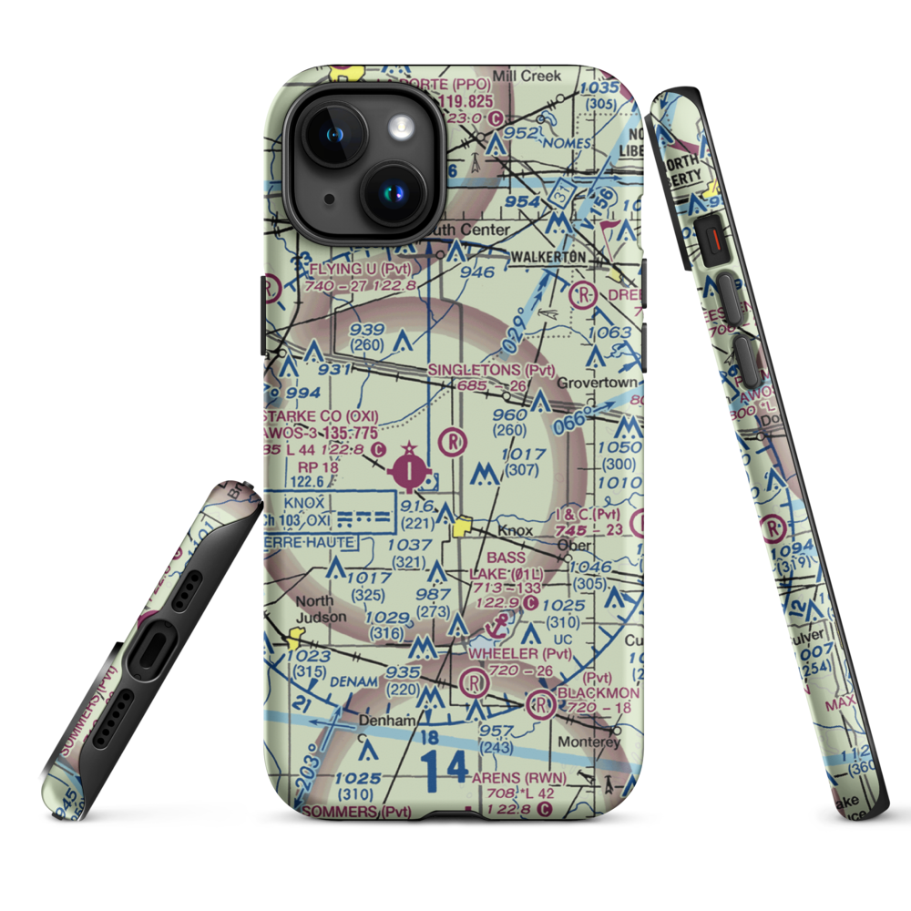 Singleton's Landing Strip (IN87) VFR Sectional  Tough iPhone Case iPhone 15 Plus model shown
