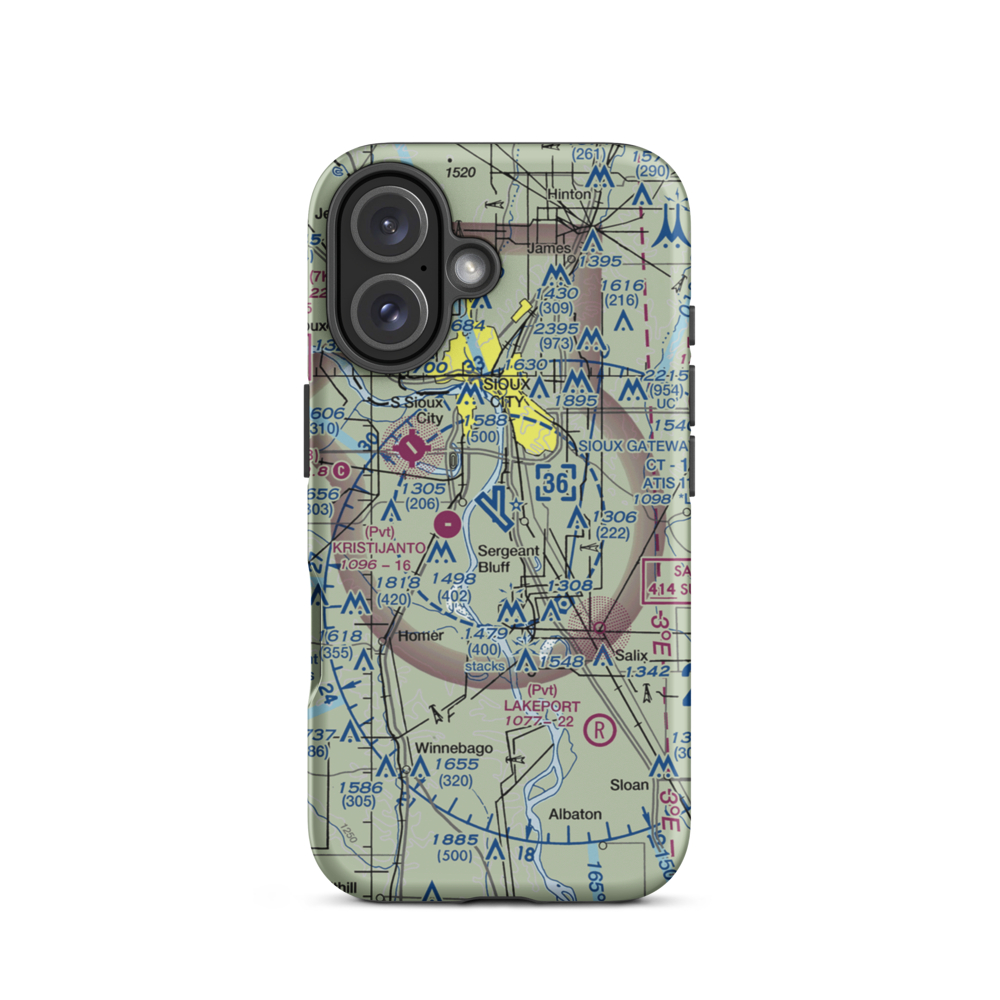 Sioux Gateway Airport/Brigadier General Bud Day Field (SUX) VFR Sectional  Tough iPhone Case iPhone 16 model shown