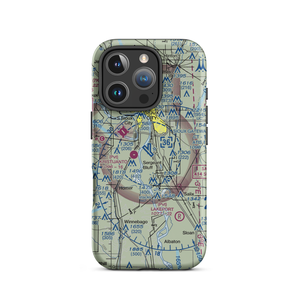 Sioux Gateway Airport/Brigadier General Bud Day Field (SUX) VFR Sectional  Tough iPhone Case iPhone 16 Pro model shown