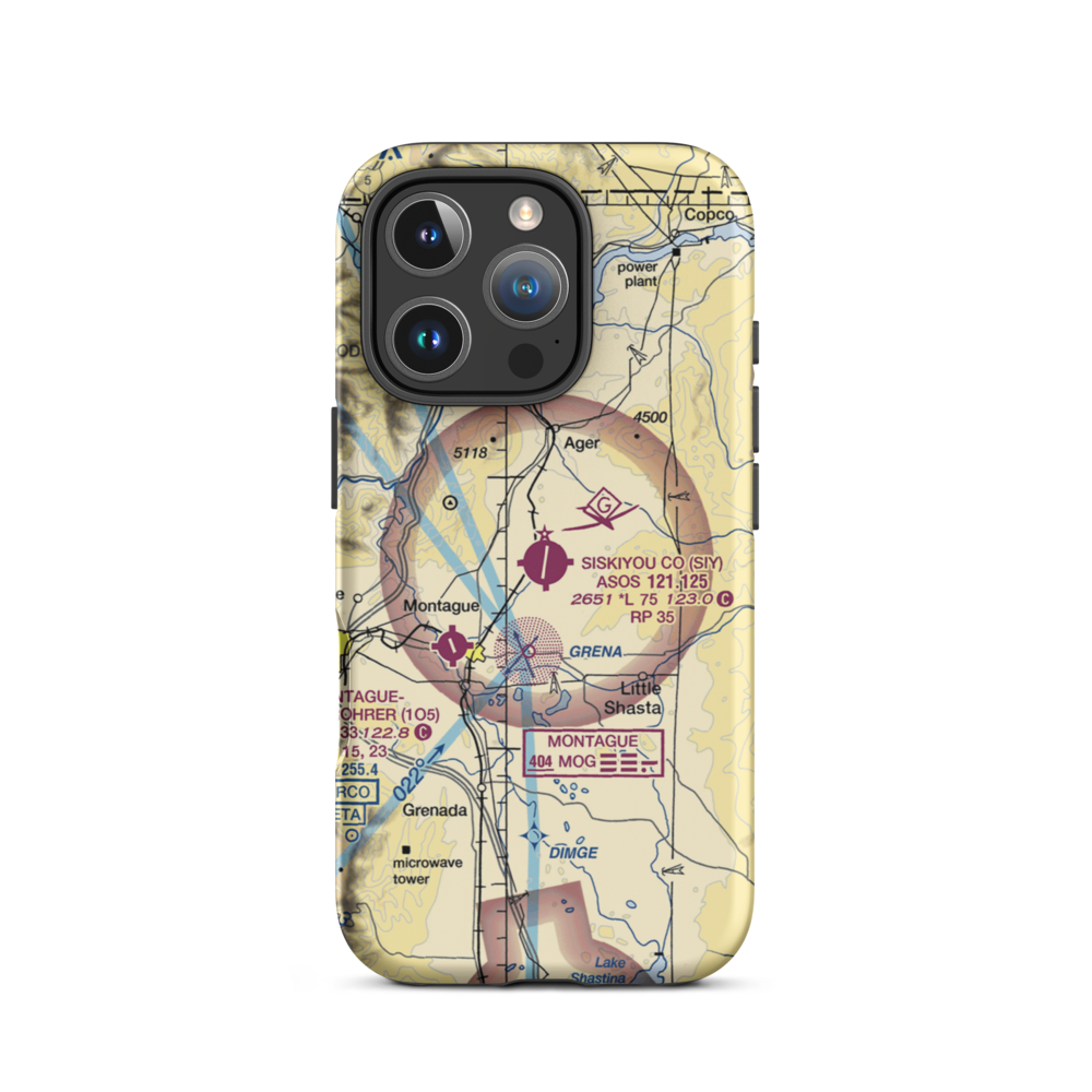Siskiyou County Airport (SIY) VFR Sectional  Tough iPhone Case iPhone 16 Pro model shown