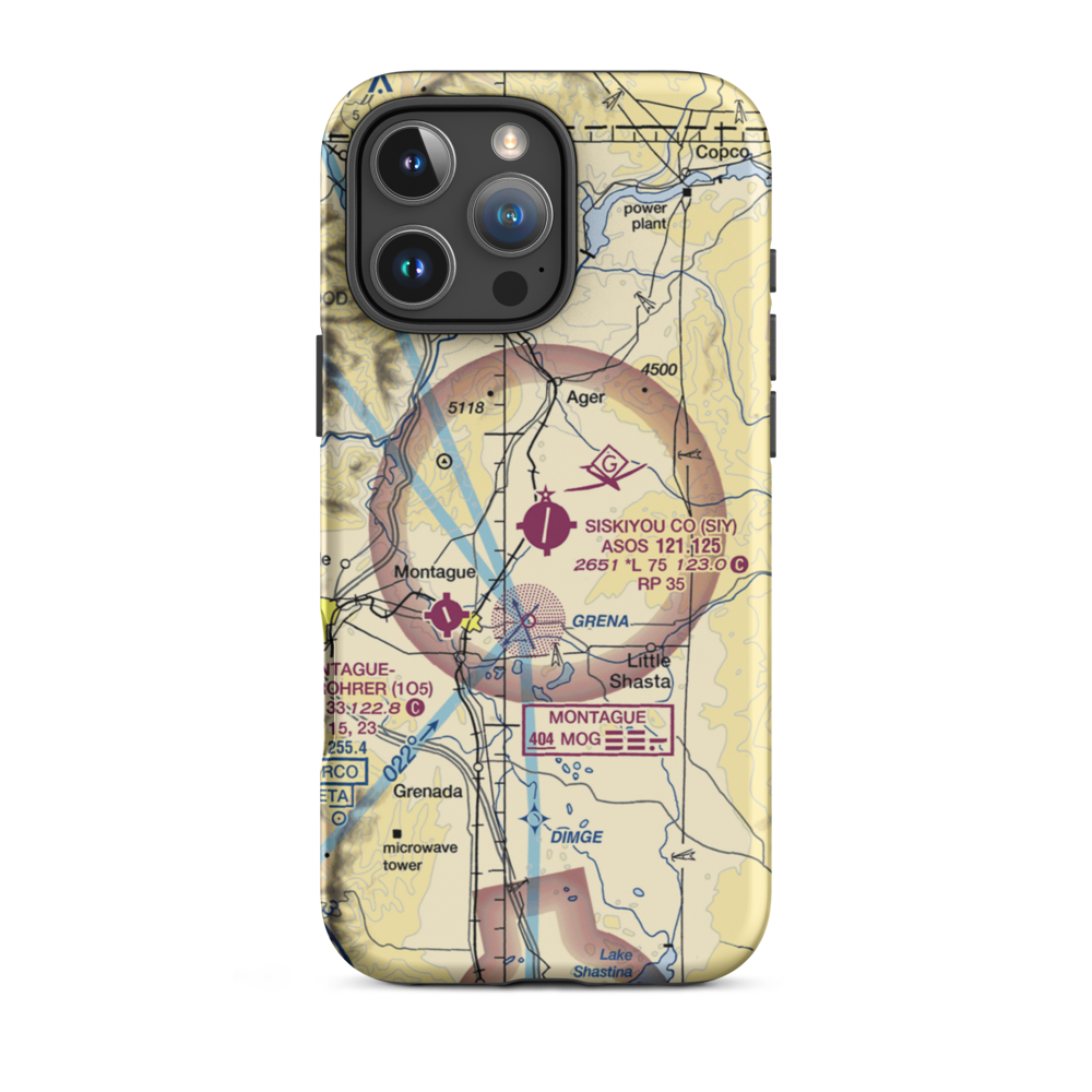 Siskiyou County Airport (SIY) VFR Sectional  Tough iPhone Case iPhone 16 Pro Max model shown