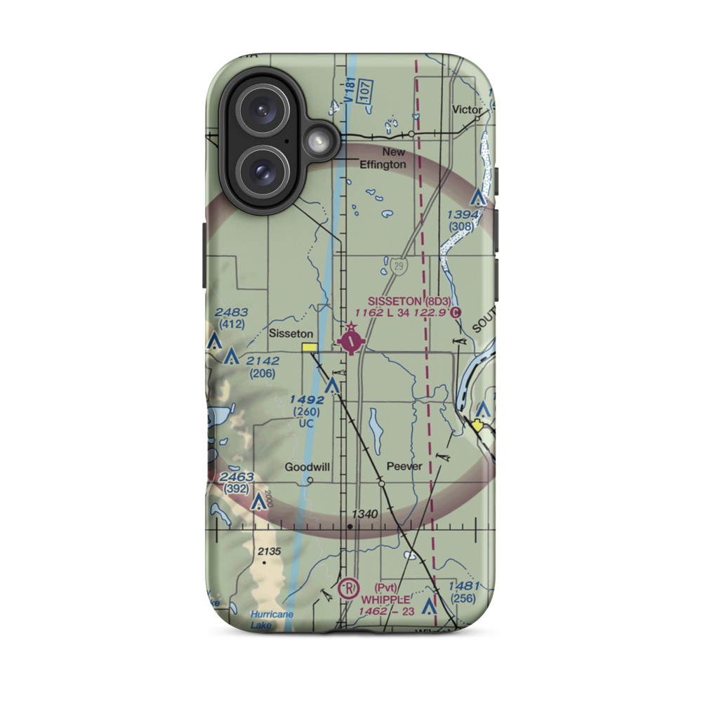 Sisseton Municipal Airport (8D3) VFR Sectional  Tough iPhone Case iPhone 16 Plus model shown