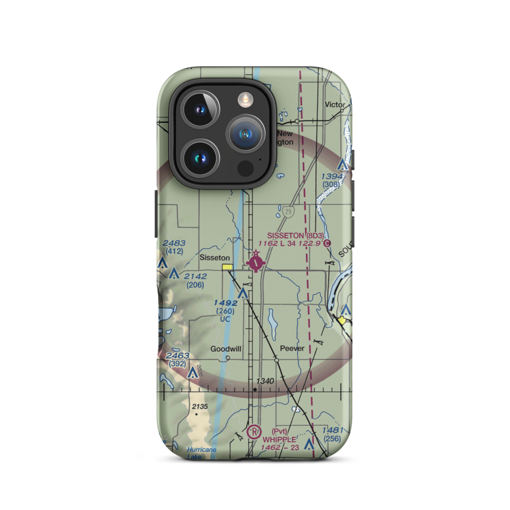 Sisseton Municipal Airport (8D3) VFR Sectional  Tough iPhone Case iPhone 16 Pro model shown