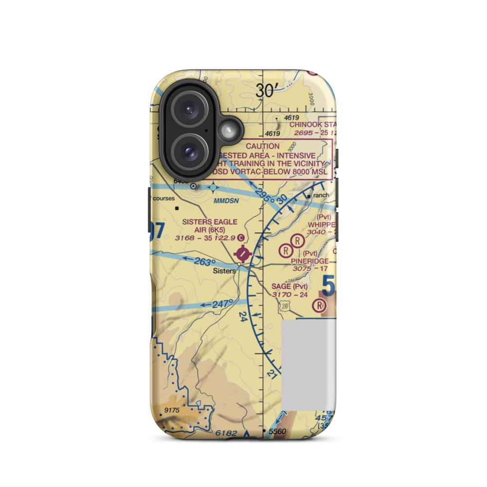 Sisters Eagle Air Airport (6K5) VFR Sectional  Tough iPhone Case iPhone 16 model shown