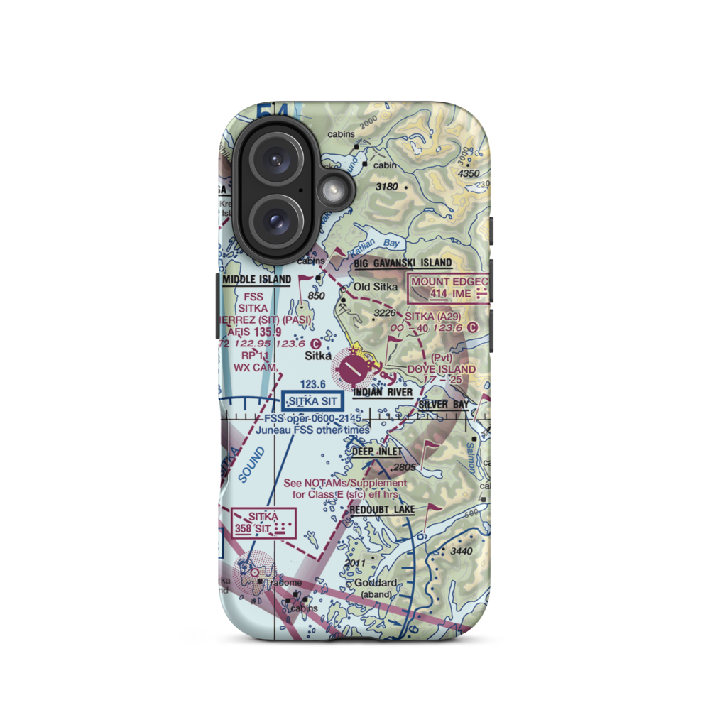 Sitka Rocky Gutierrez Airport (SIT) VFR Sectional  Tough iPhone Case iPhone 16 model shown