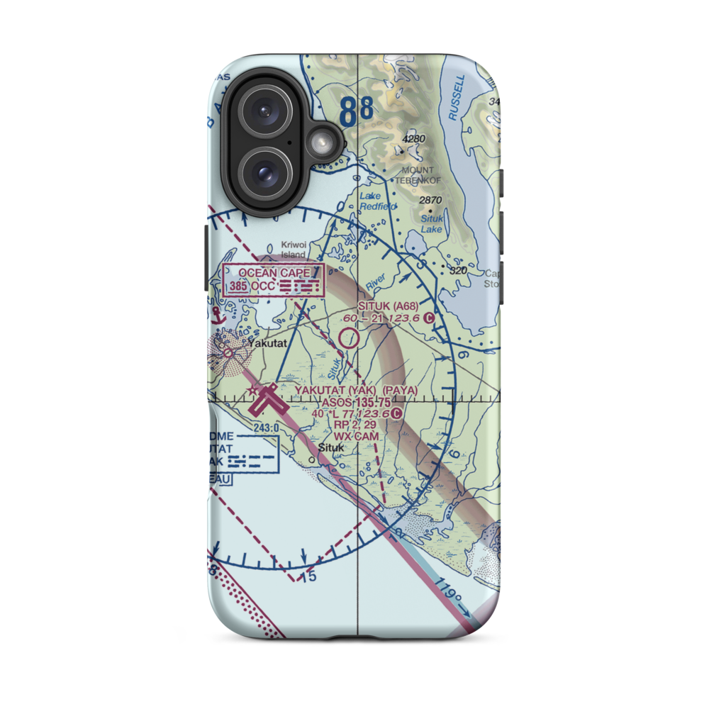 Situk Airport (A68) VFR Sectional  Tough iPhone Case iPhone 16 Plus model shown