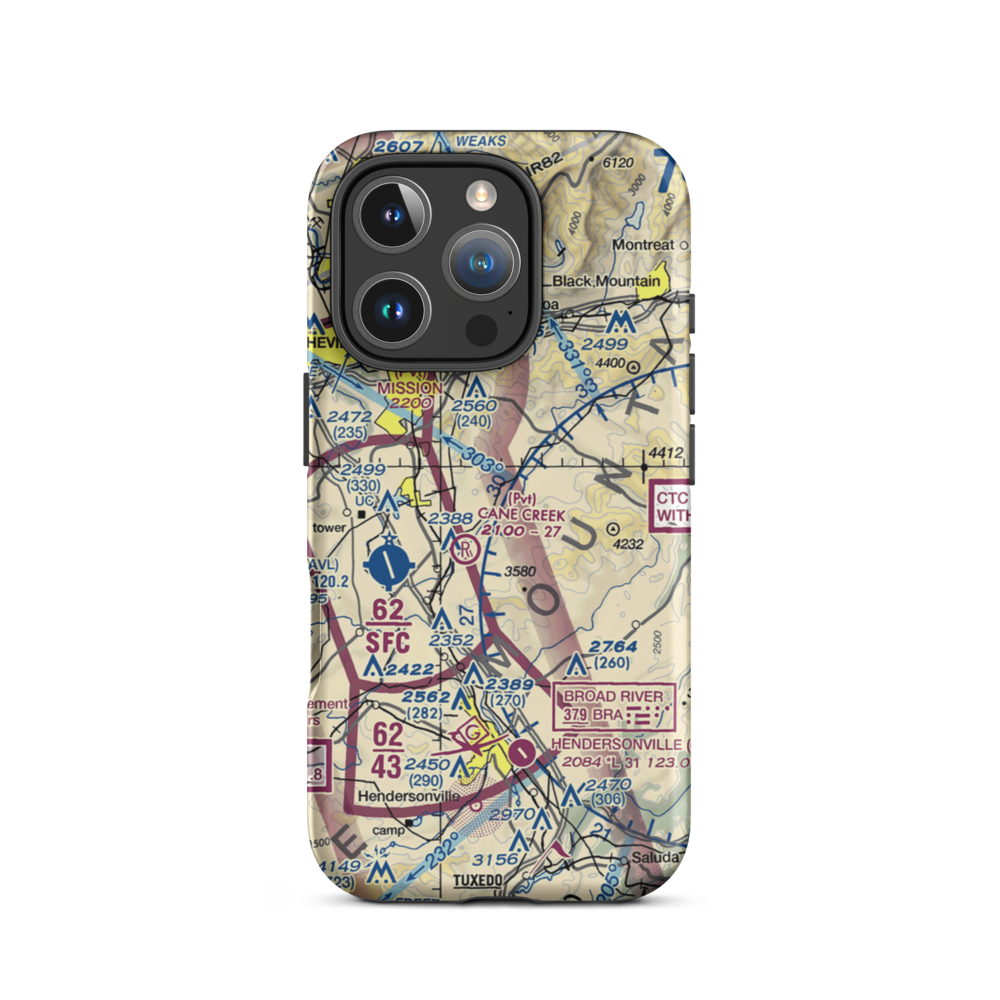 Six Oaks Airport (NC67) VFR Sectional  Tough iPhone Case iPhone 16 Pro model shown
