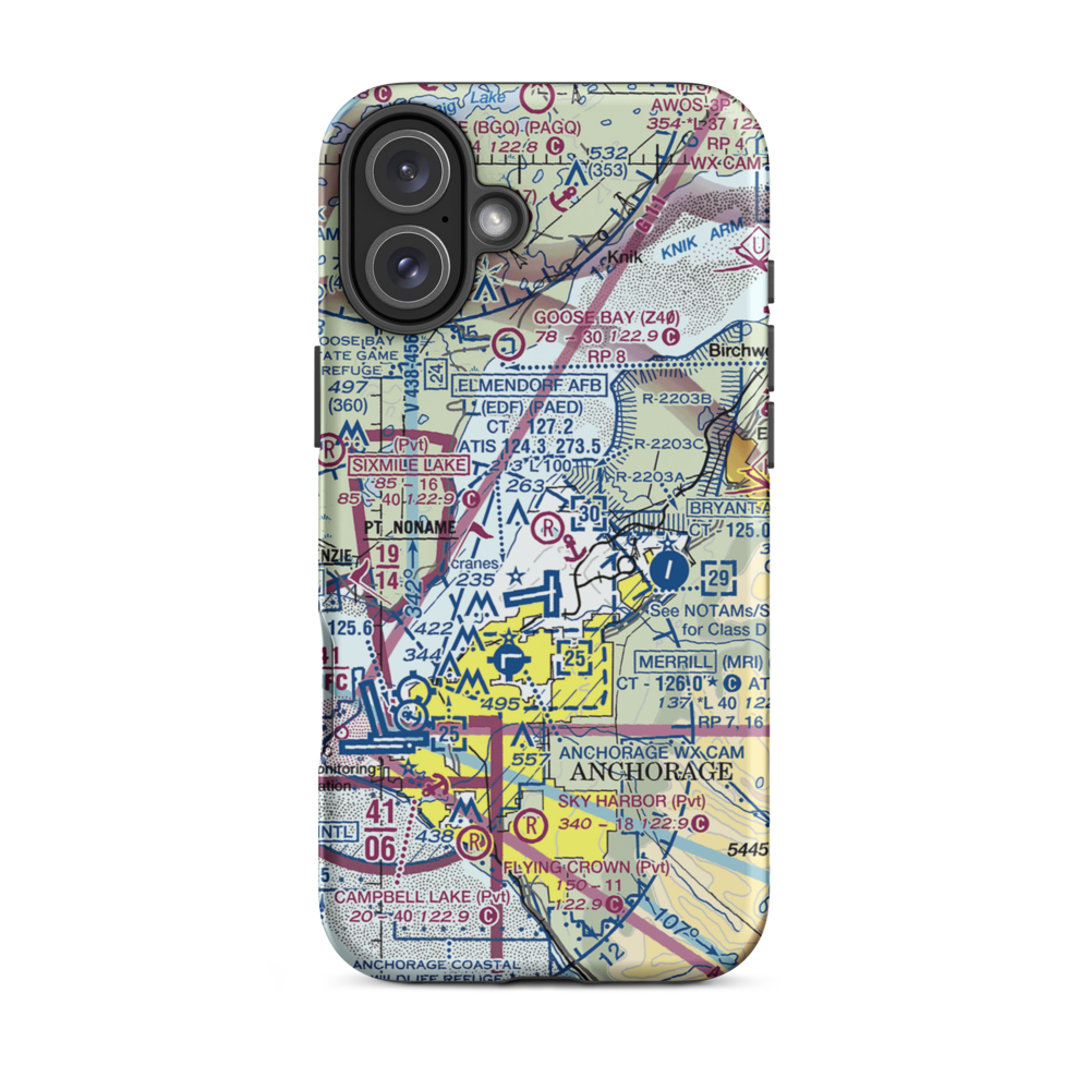 Sixmile Lake Airport (AA06) VFR Sectional  Tough iPhone Case iPhone 16 Plus model shown