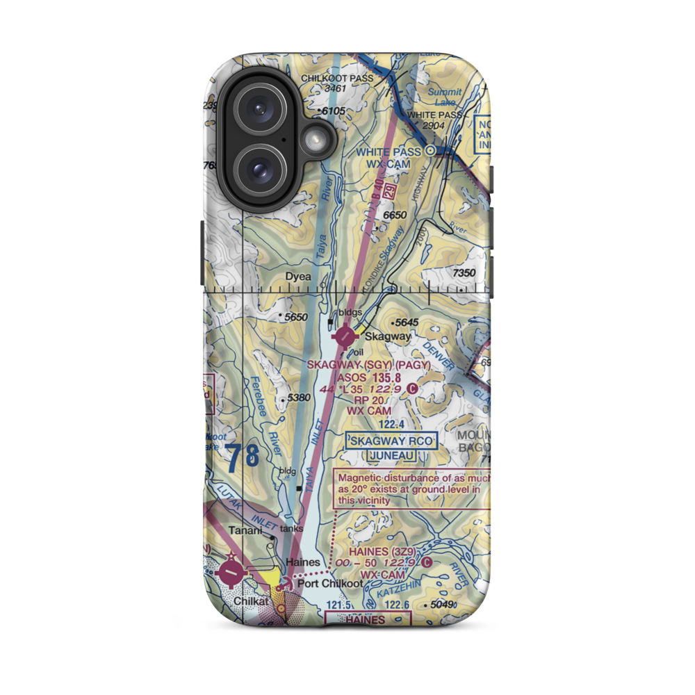 Skagway Airport (SGY) VFR Sectional  Tough iPhone Case iPhone 16 Plus model shown