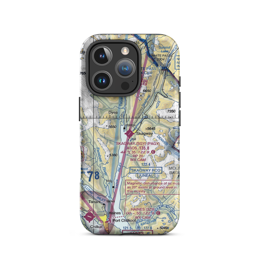 Skagway Airport (SGY) VFR Sectional  Tough iPhone Case iPhone 16 Pro model shown