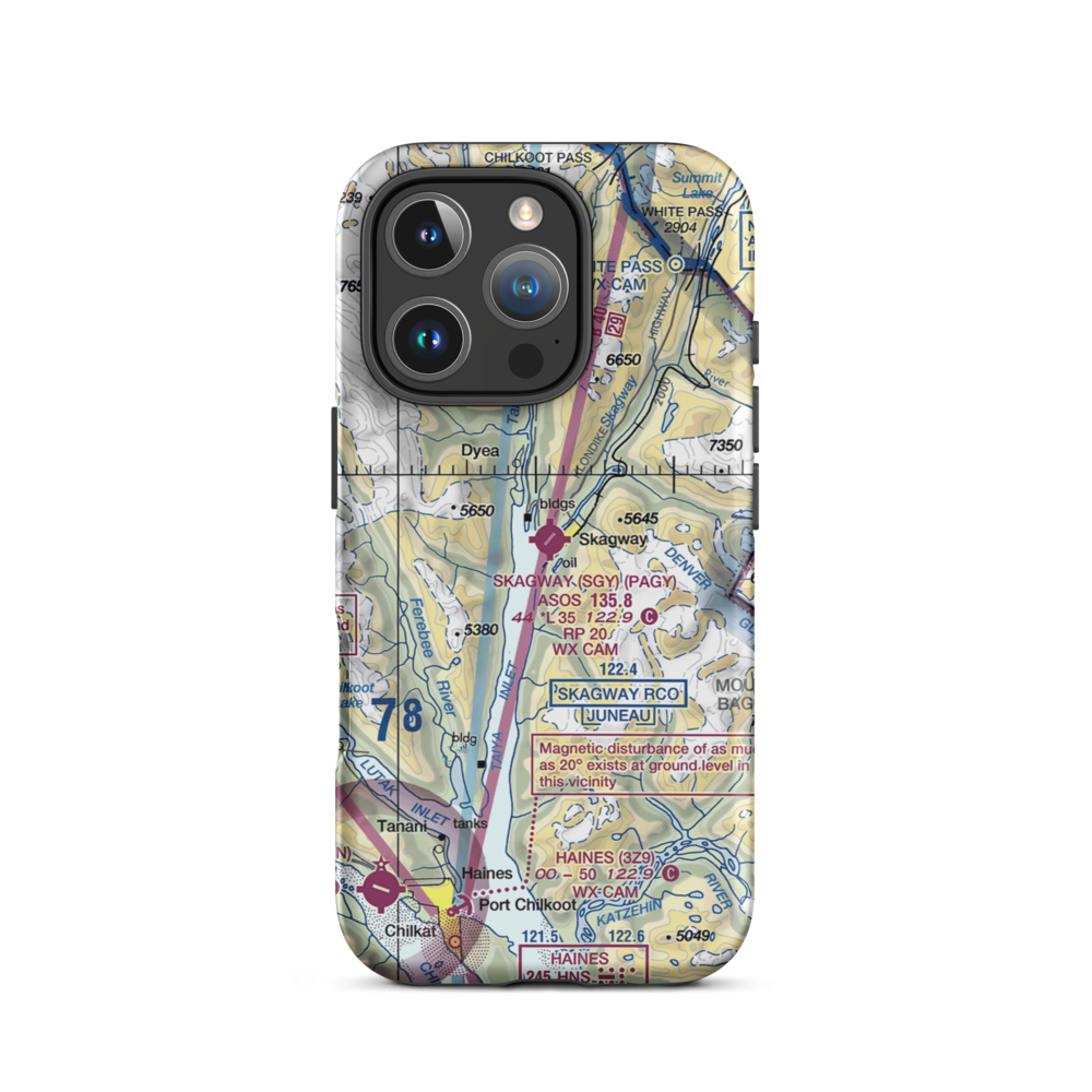Skagway Seaplane Base (7K2) VFR Sectional  Tough iPhone Case iPhone 16 Pro model shown