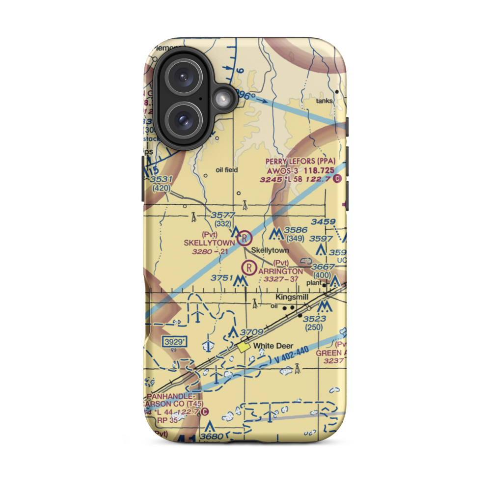 Skellytown Airport (3TE6) VFR Sectional  Tough iPhone Case iPhone 16 Plus model shown
