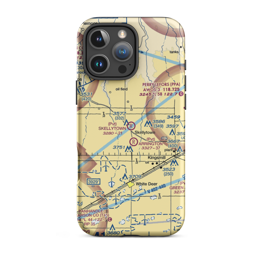 Skellytown Airport (3TE6) VFR Sectional  Tough iPhone Case iPhone 16 Pro Max model shown