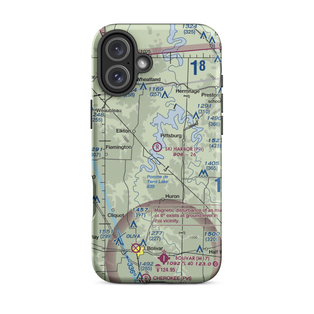 Ski Harbor Airport (67MO) VFR Sectional  Tough iPhone Case iPhone 16 Plus model shown