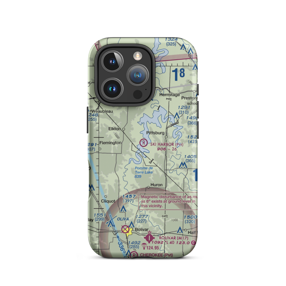 Ski Harbor Airport (67MO) VFR Sectional  Tough iPhone Case iPhone 16 Pro model shown