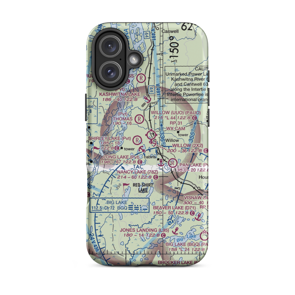 Skid Marks Airport (AK67) VFR Sectional  Tough iPhone Case iPhone 16 Plus model shown