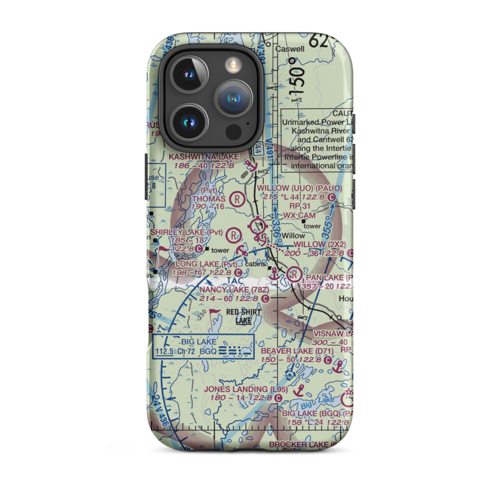 Skid Marks Airport (AK67) VFR Sectional  Tough iPhone Case iPhone 16 Pro Max model shown