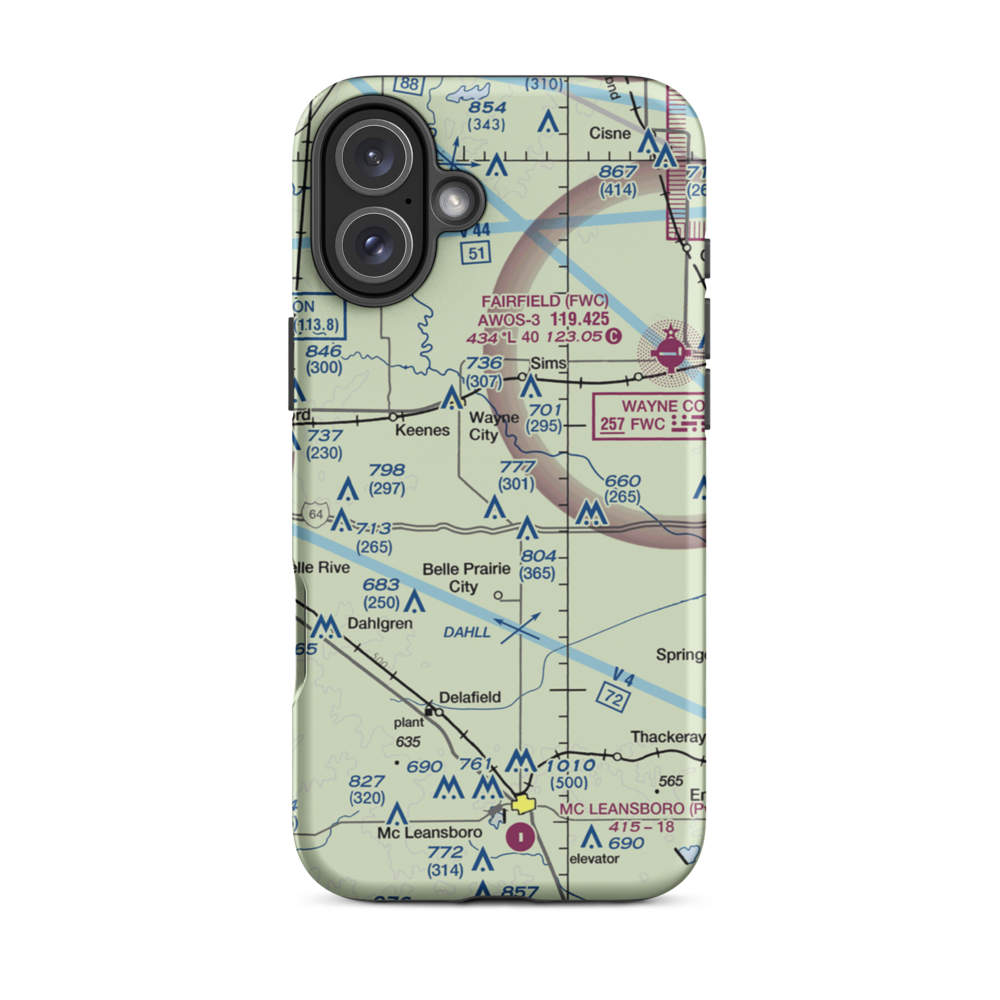 Skillet Fork Farm Airport (19IS) VFR Sectional  Tough iPhone Case iPhone 16 Plus model shown