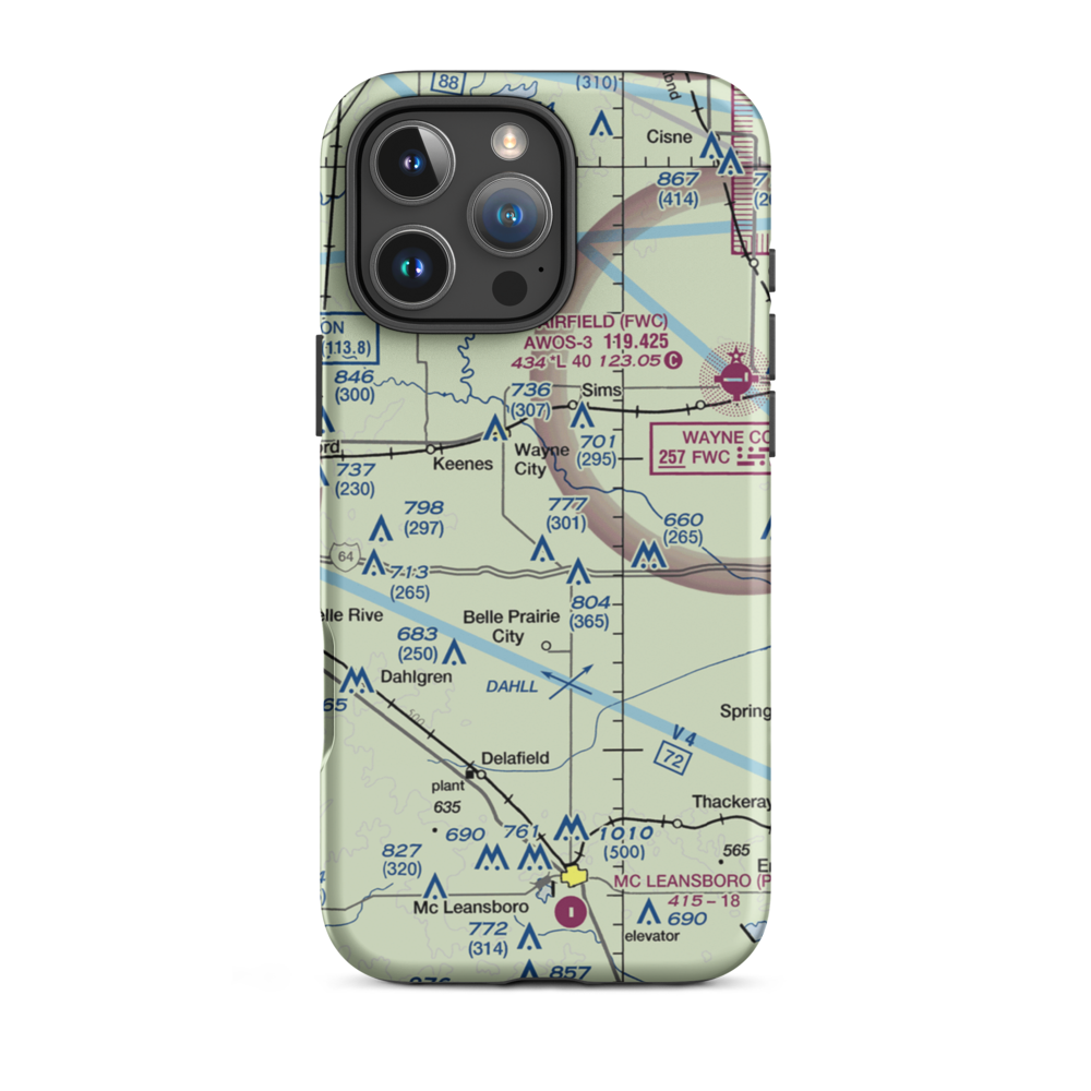 Skillet Fork Farm Airport (19IS) VFR Sectional  Tough iPhone Case iPhone 16 Pro Max model shown
